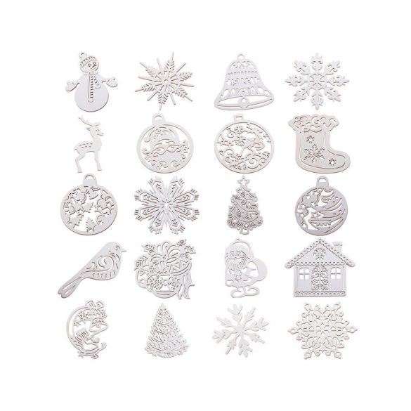 Holz-Weihnachtsbaumschmuck 20 Dekoelemente Kugeln Schmuckstücke