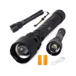   Starke taktische LED-Taschenlampe XHP50 mit Zoom und USB-Anschluss.