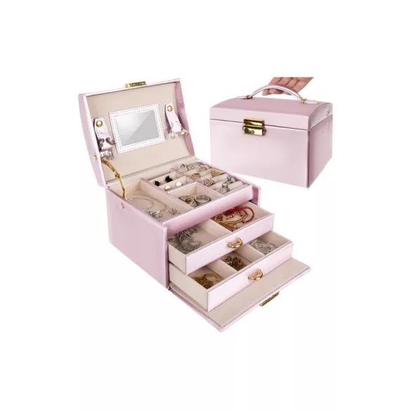 Rosa Schmuckkästchen - Perlen, Schmuck, Aufbewahrung, Geschenk, Mode, Frauen, Schönheit, praktisch, Stil, Accessoire