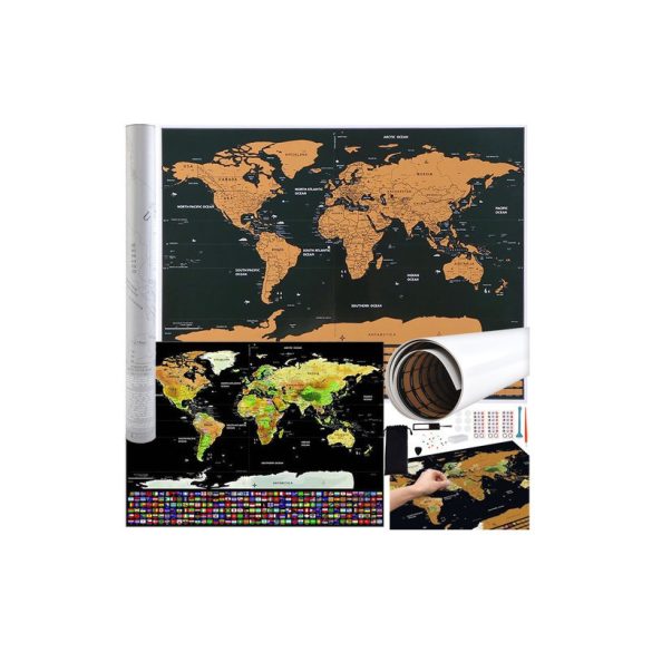 Weltkarte - Rubbelkarte mit Flaggen + Zubehör 23442