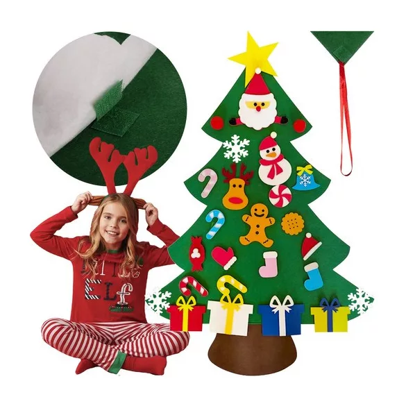 Filz Weihnachtsbaum mit Dekorationen 24856
