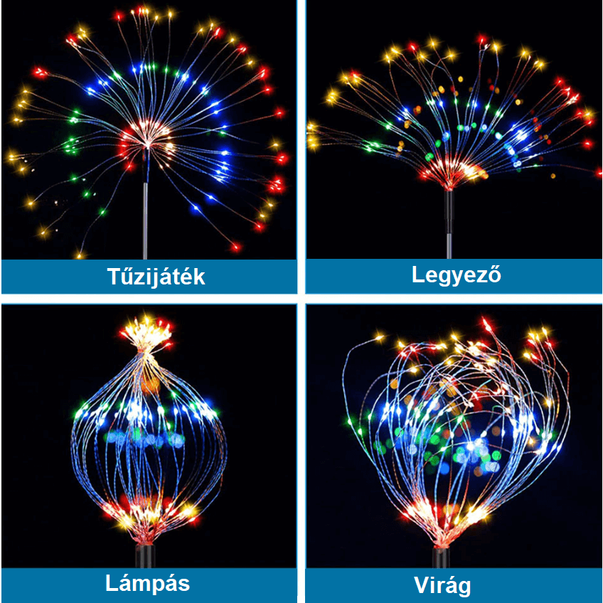 Napelemes LED tüzijáték dekoráció